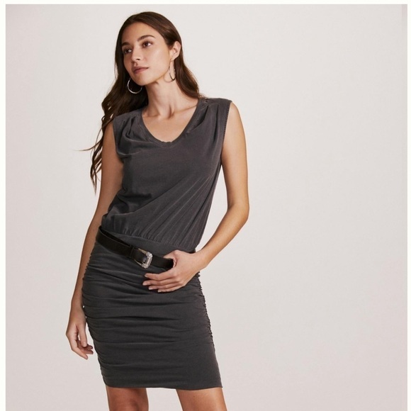 Anthropologie Sundry Pleated Shoulder Ruched Mini Dress Tank Sleeveless - Picture 1 of 15